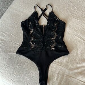 Windsor Black Lace Chemise with Adjustable Straps